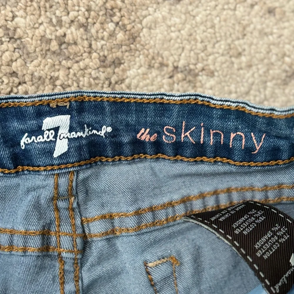 7 for all Mankind Distressed Girls Stretchy Skinny Jeans Size 10 - Picture 4 of 6